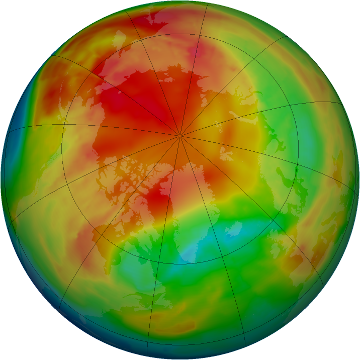 Arctic ozone map for 09 February 2010